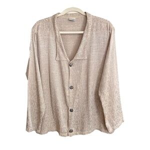 CP SHADES San Francisco Vintage Jacquard Button Up Blouse Long Sleeves Medium